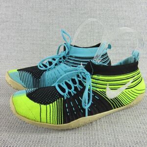 Nike Running Shoes Womens 8.5 Black Green Free Hyperfeel Flyknit Lace Up Active